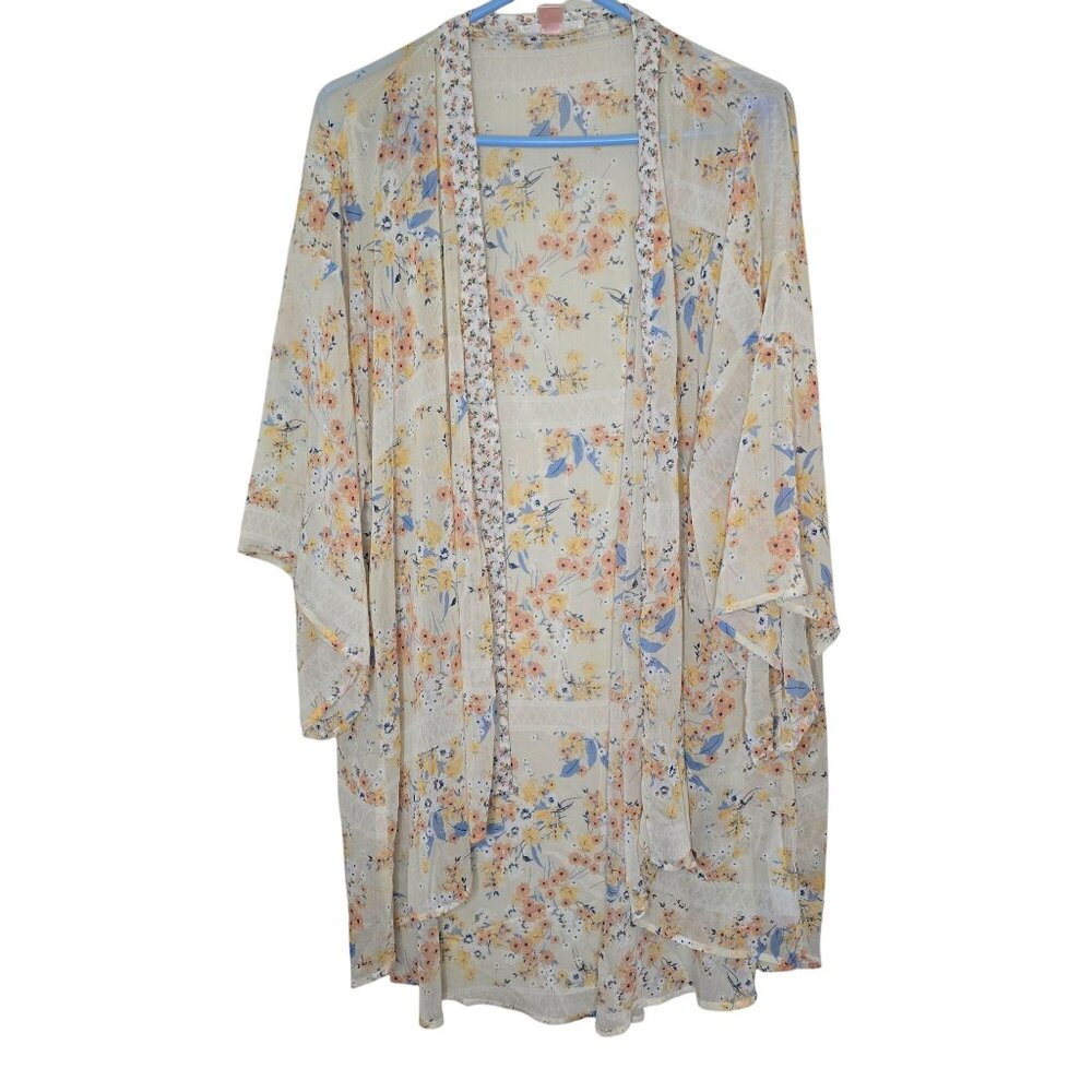 Band Of Gypsies Floral Kimono Cardigan M/L Flowing Open Front Lightweight‎